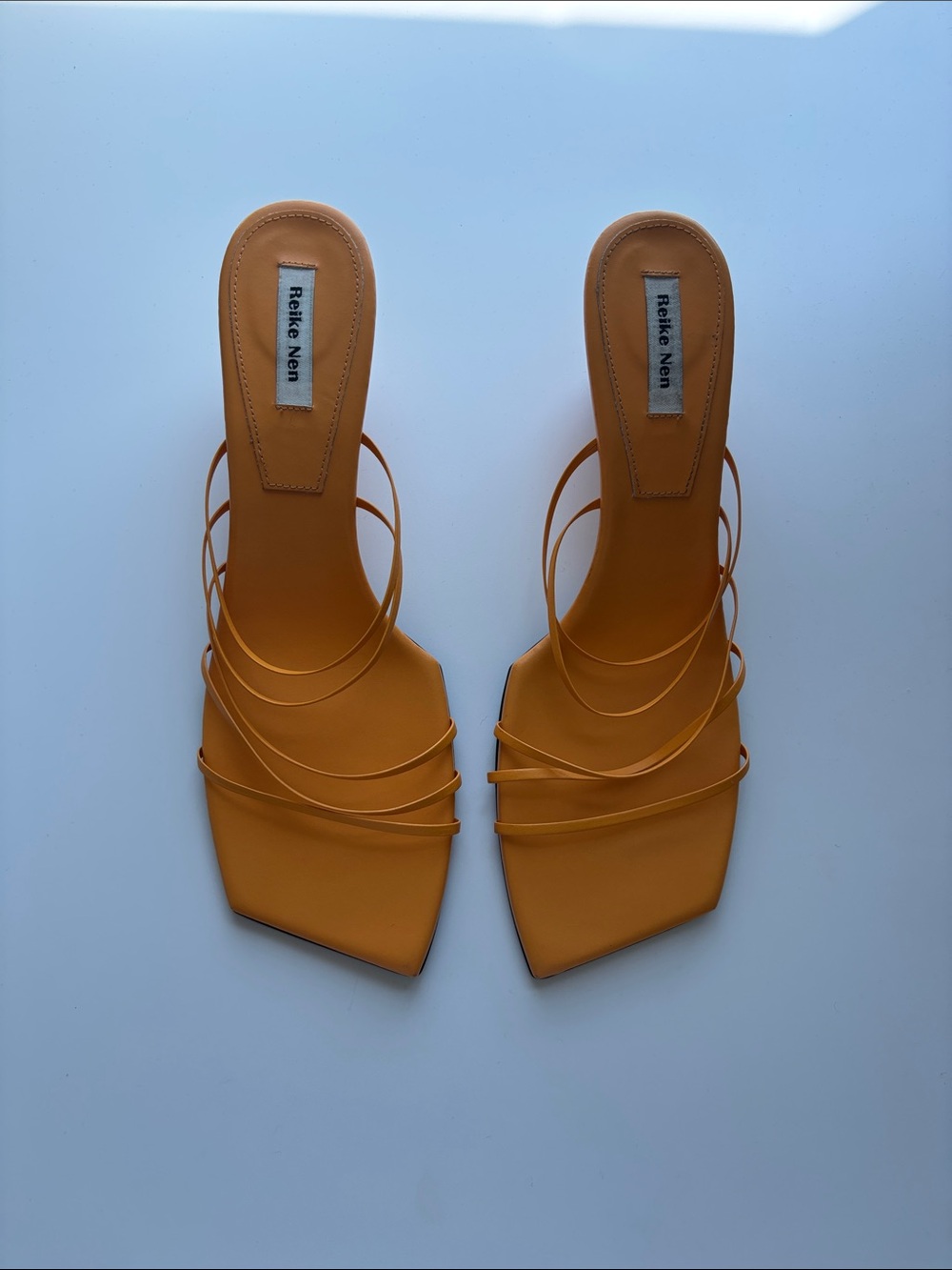 Reike Nen Yellow Strappy Square-Toe Heels